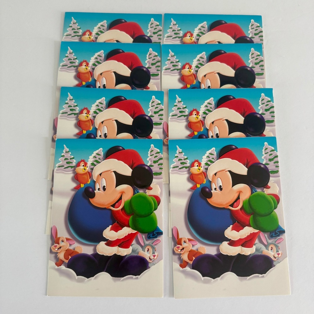 Vintage Disney Mickey Mouse Christmas Greeting Cards Paper Magic Group 8 Pack